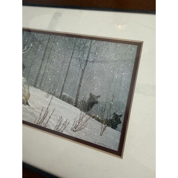 Robert Bateman “Evening Snowfall – Elk” Framed Wildlife Art Print Reproduction - Picture 4 of 10